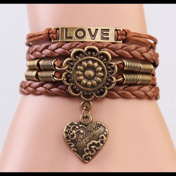Bronze Leather Love Bracelet - Picture 4 of 4